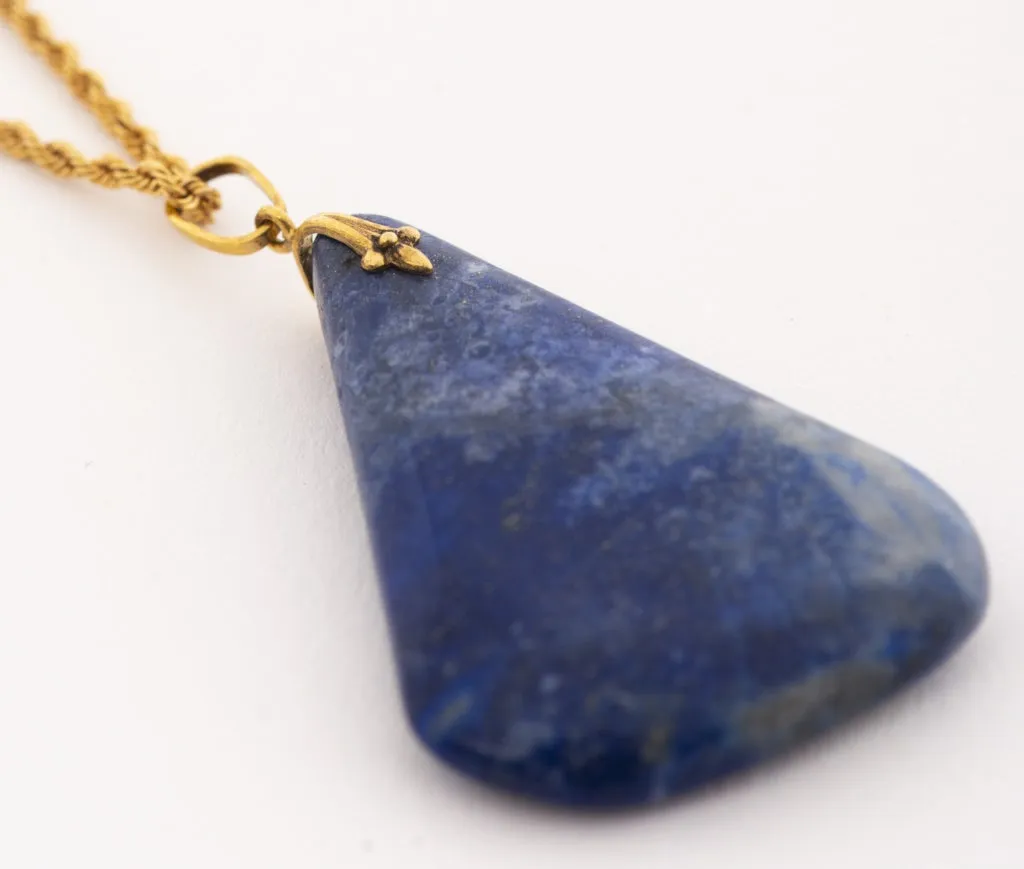 14K Yellow Gold Lapis Lazuli Pendant Necklace