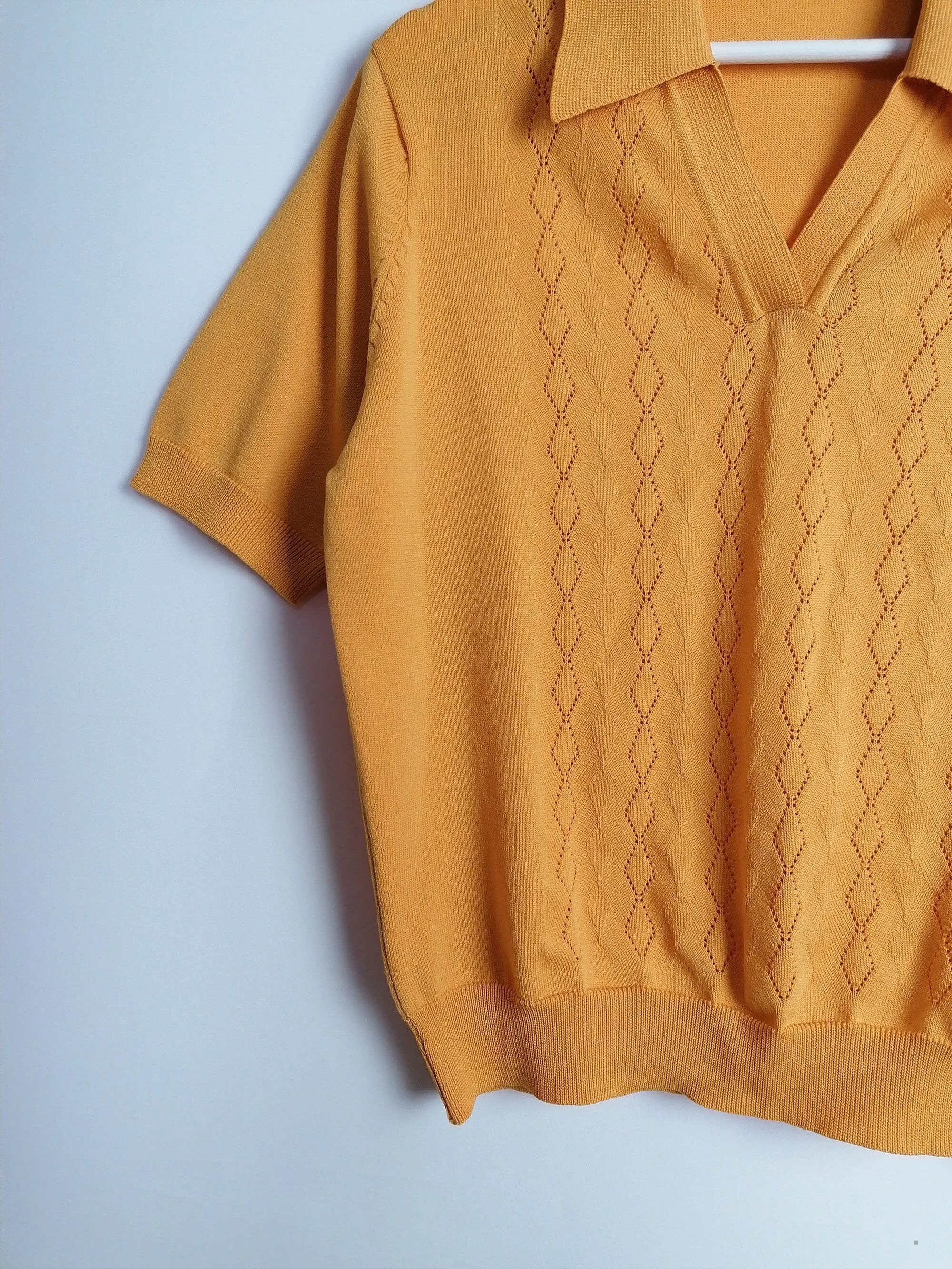 80's Soft Knit Top Marigold Yellow - size M-L