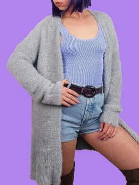 90's Chelsea and Theodore Fluffy Knit Soft Cardigan in Grey