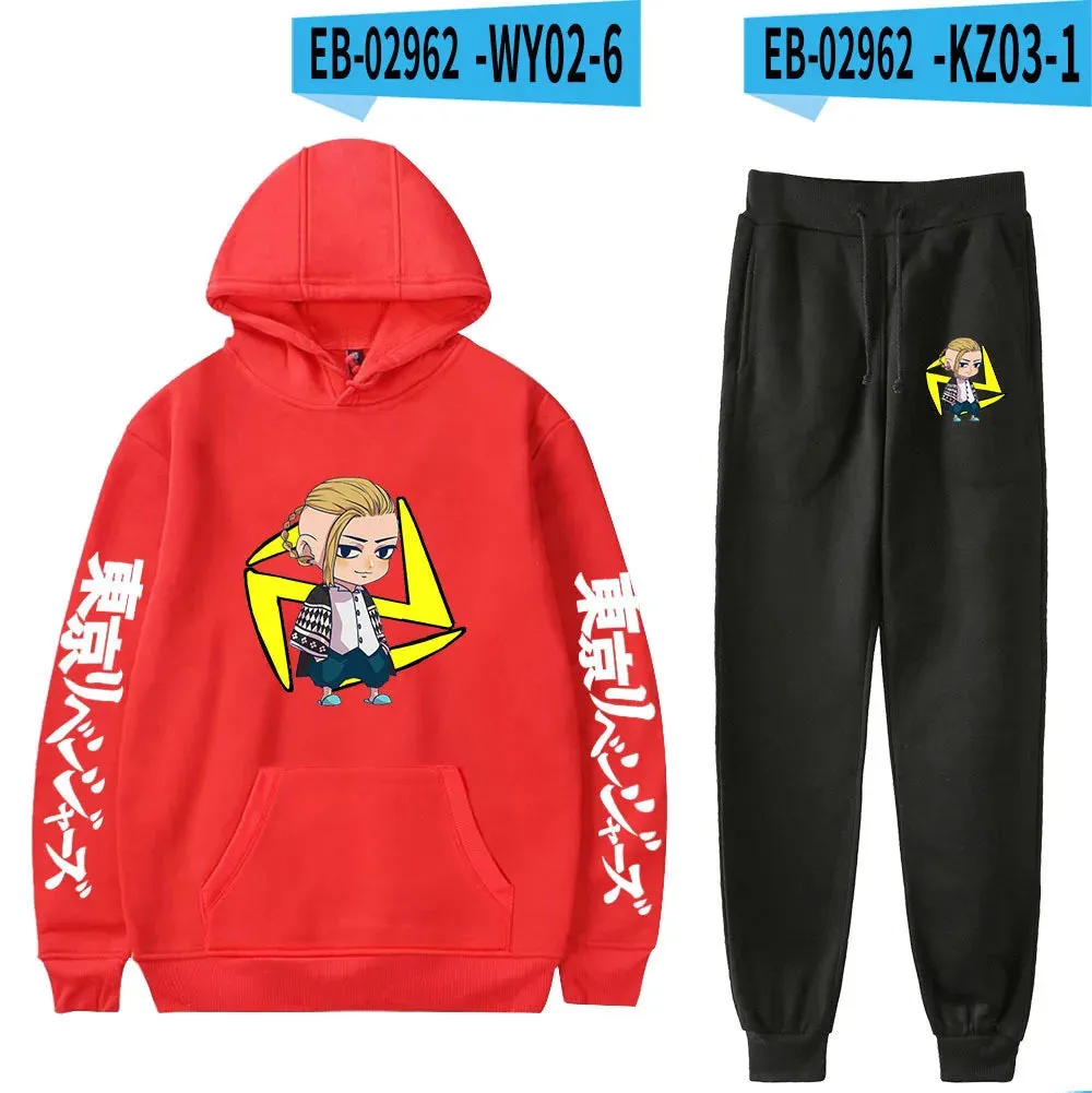 Anime Tokyo Revengers Cosplay Plus Size Hoodie and Sweatpants Set