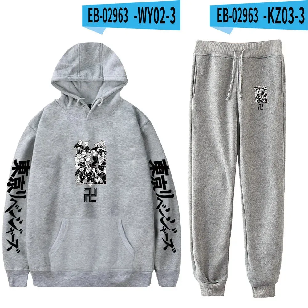 Anime Tokyo Revengers Cosplay Plus Size Hoodie and Sweatpants Set