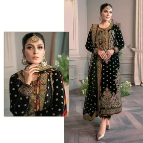 Black Multicolour Embroidery Pakistani Style Salawar Kameez