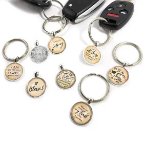 Christian Keychains – Silver-Plated Bible Verse Scripture Keychain