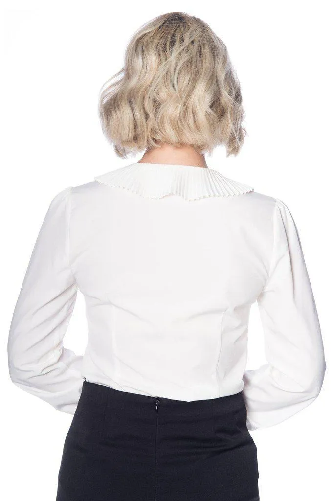 Creative Cat Pleat Collar Top