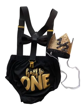 Half to ONE, black Cake Smash Outfit