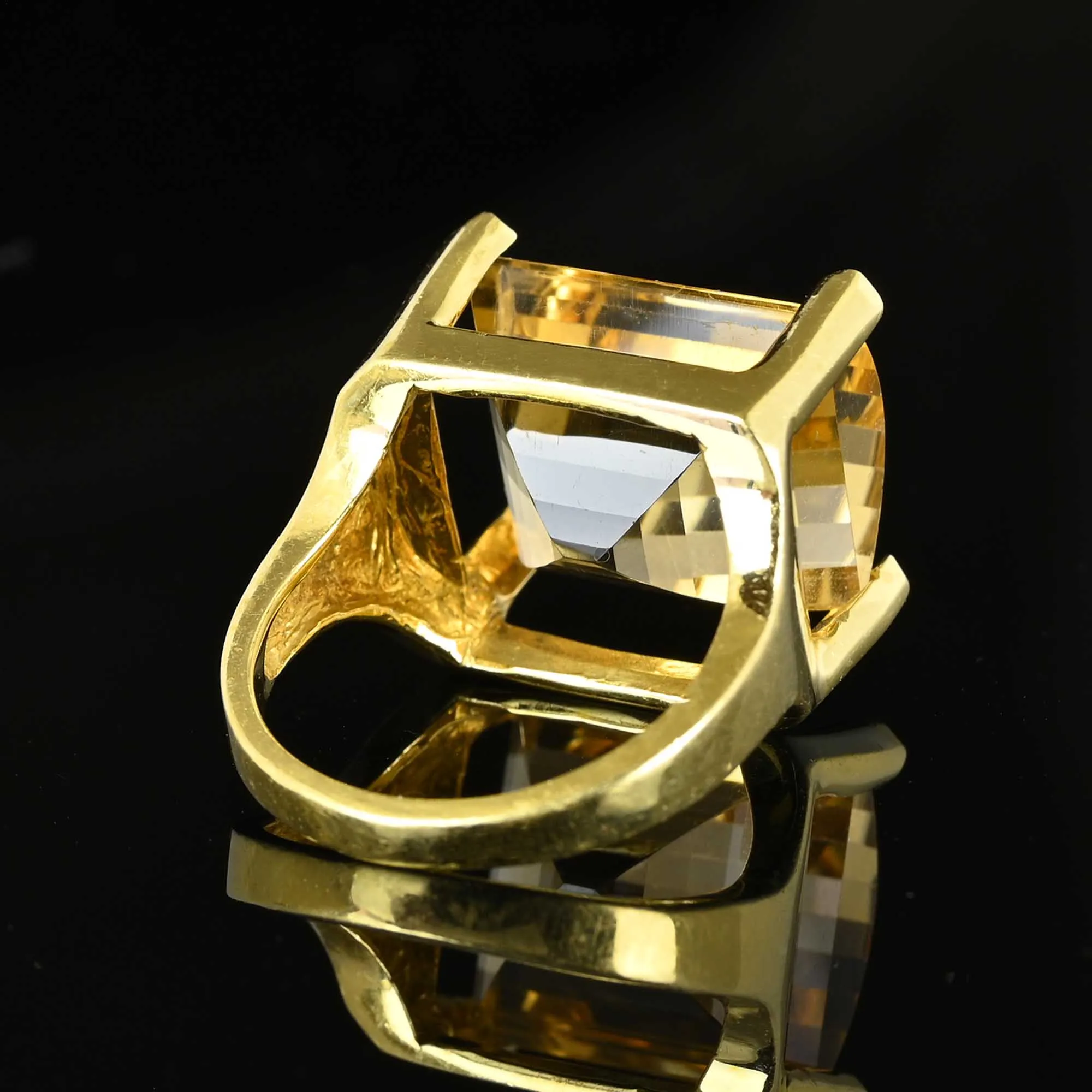 Impressive Fancy Cut Citrine Ring in 18K Gold