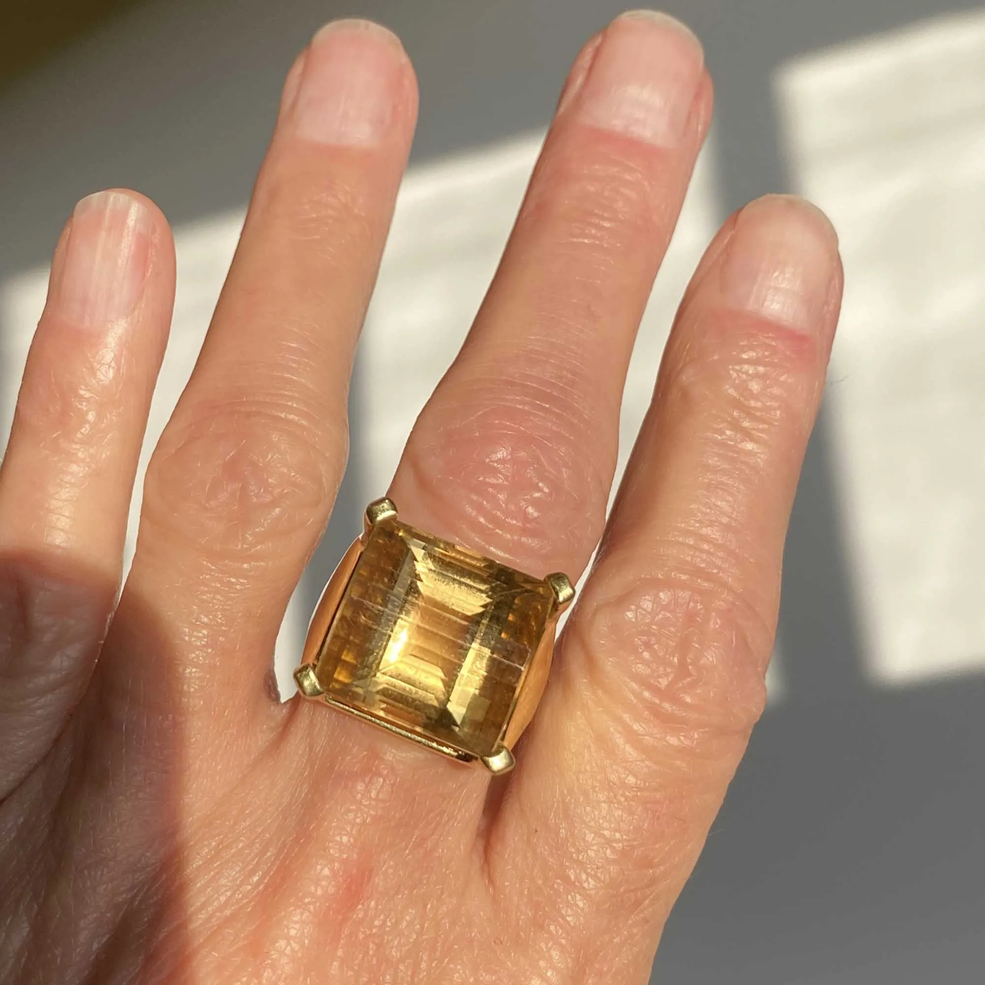 Impressive Fancy Cut Citrine Ring in 18K Gold