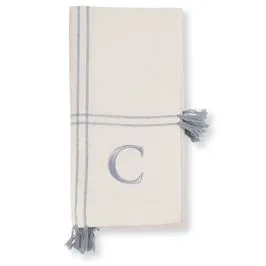 Initial Tassel Dinner Napkins - Set of 4