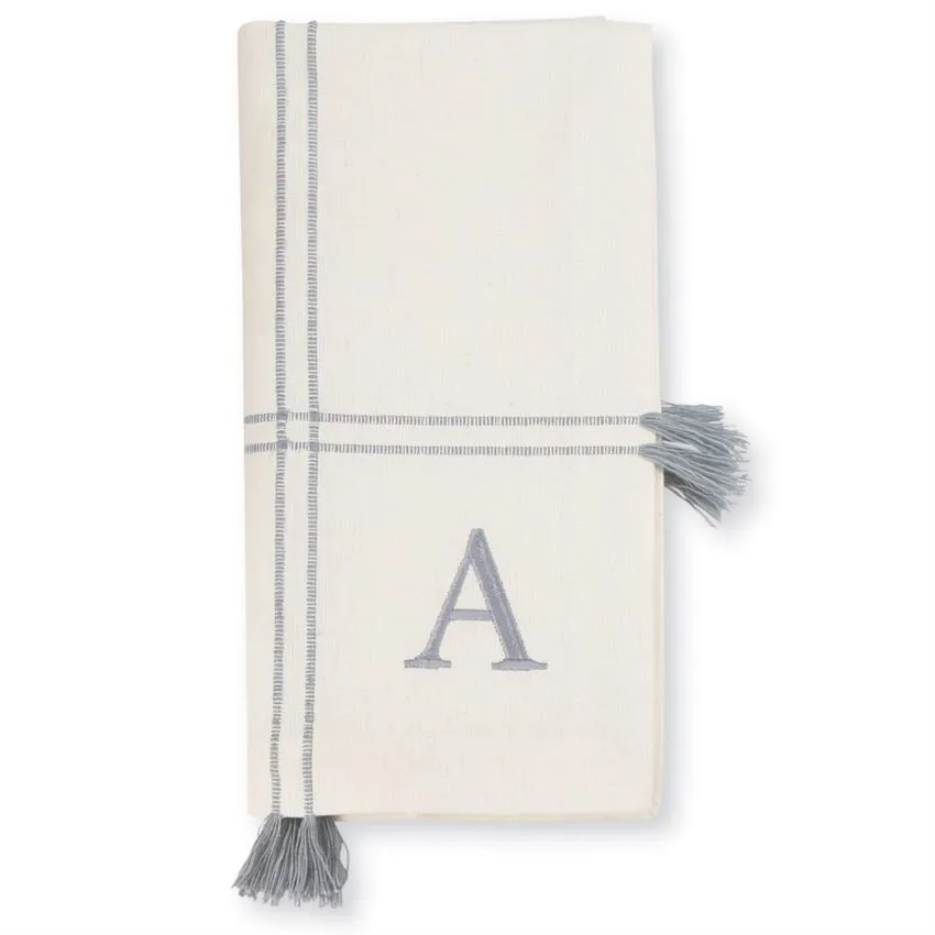 Initial Tassel Dinner Napkins - Set of 4