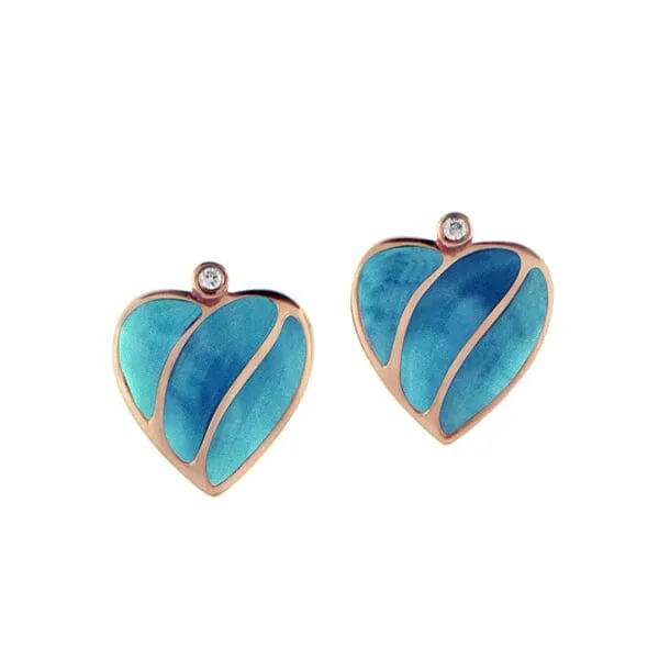 Larimar Striped Heart Earrings