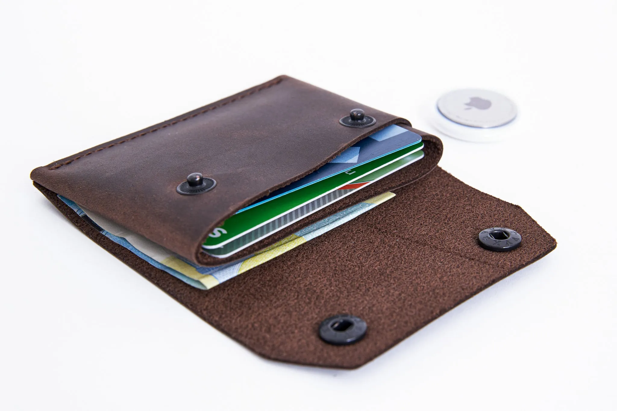 Leather AirTag Wallet - Card Holder | OAK BROWN