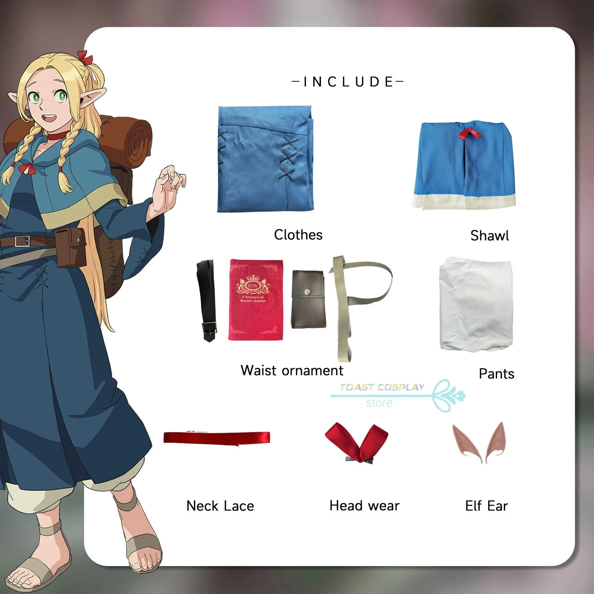 Marcille Cosplay Anime Delicious in Dungeon Cosplay Costume Marcille Donato Role Play Dress Bag Women Elven Mage Outfits