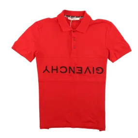 Men's Embroidered Logo Polo Shirt Red Size M