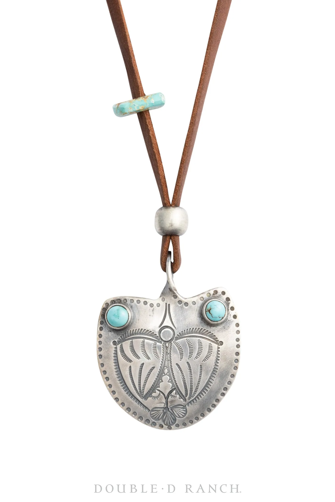 Necklace, Leather Thong, Turquoise, Jesse Robbins Hallmark, Artisan, Contemporary, 1887