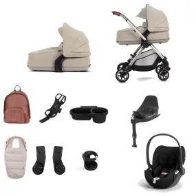 Silver Cross Dune with Compact Folding Carrycot and Pebble Cloud T Ultimate Pack - Stone