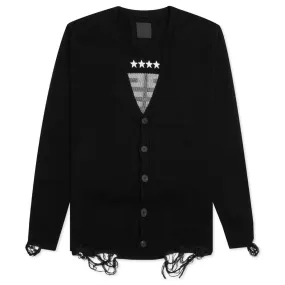 Star Embroidered 4G Logo Cardigan - Black/White