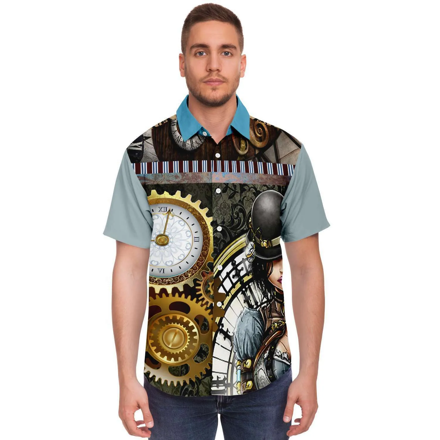 Steampunk Warrior S/S Button Down Shirt