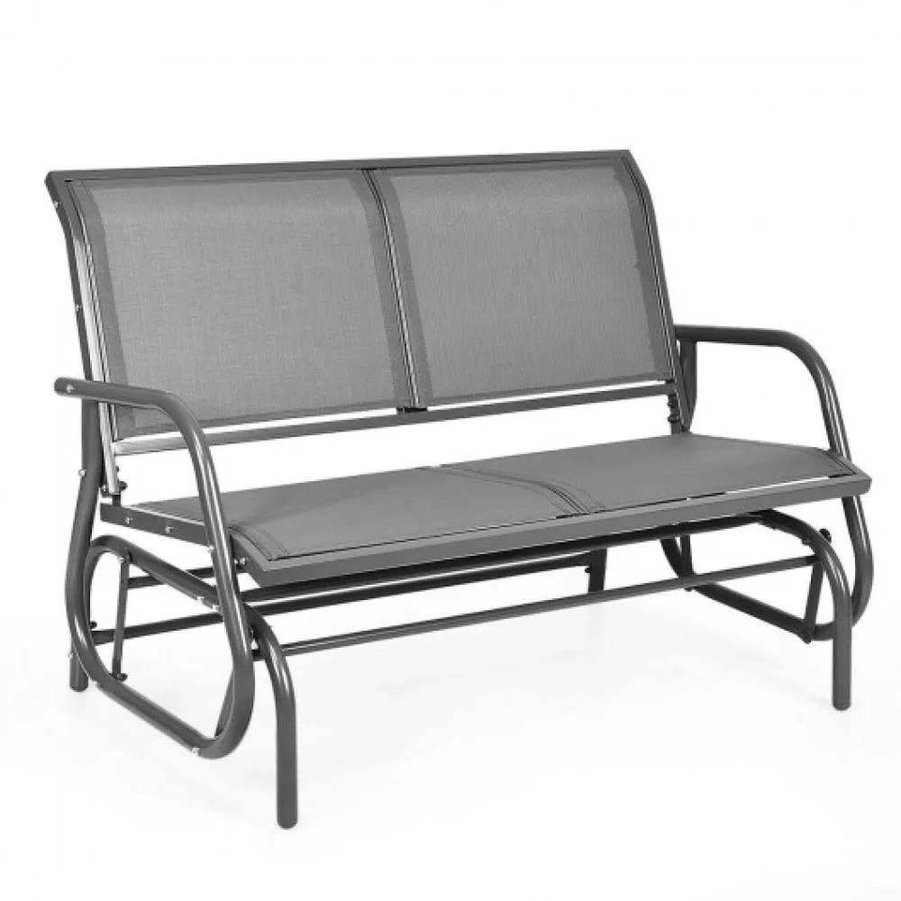 Swing Glider Chair 48 Inch Loveseat Rocker Lounge Backyard-Black