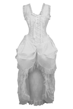 Top Drawer Steel Boned White Lace Victorian Bustle Corset Dress