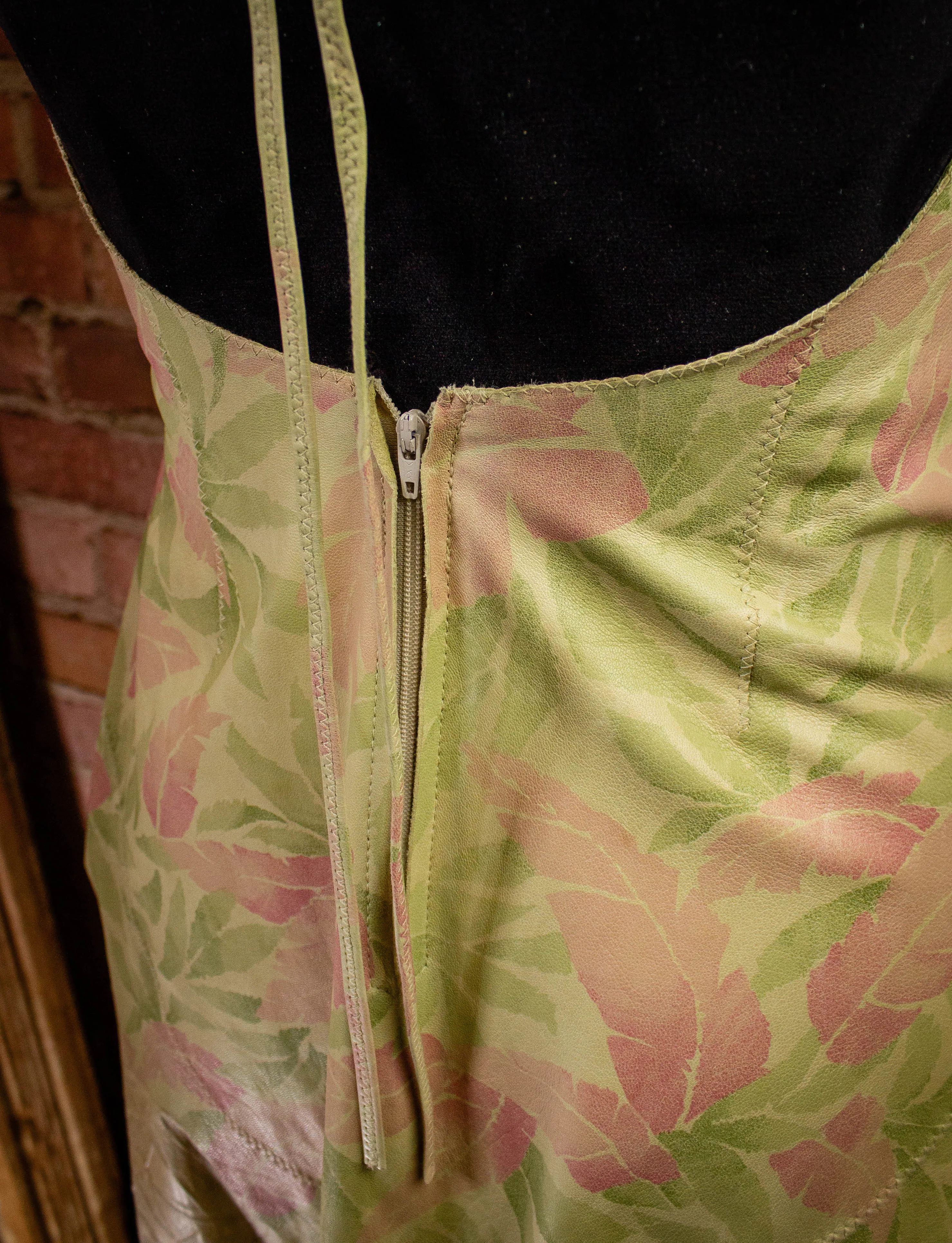 Vintage Natasa Fairy Handkerchief Leather Dress Pink/Green S